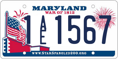 MD license plate 1AE1567