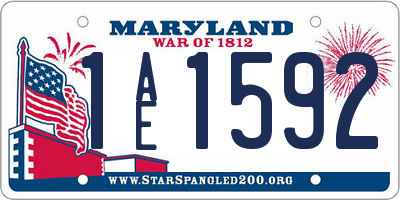 MD license plate 1AE1592