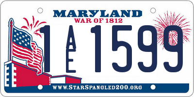 MD license plate 1AE1599