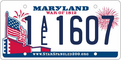 MD license plate 1AE1607
