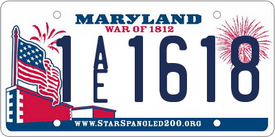 MD license plate 1AE1618