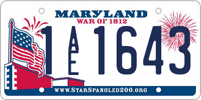 MD license plate 1AE1643