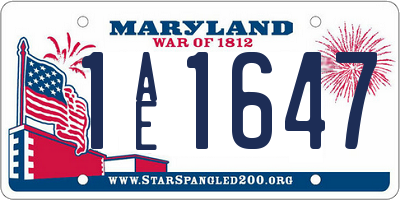 MD license plate 1AE1647