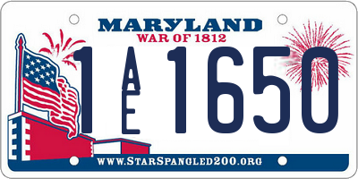 MD license plate 1AE1650