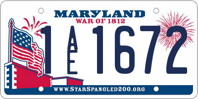 MD license plate 1AE1672