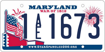 MD license plate 1AE1673