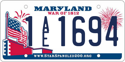MD license plate 1AE1694