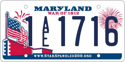 MD license plate 1AE1716