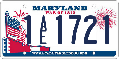 MD license plate 1AE1721