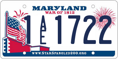 MD license plate 1AE1722