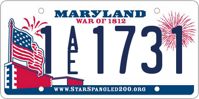 MD license plate 1AE1731