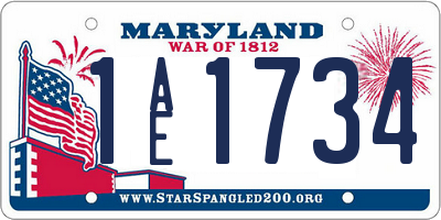 MD license plate 1AE1734