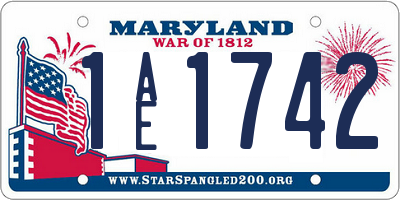 MD license plate 1AE1742
