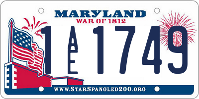 MD license plate 1AE1749