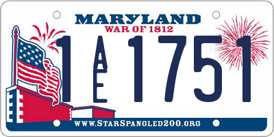 MD license plate 1AE1751