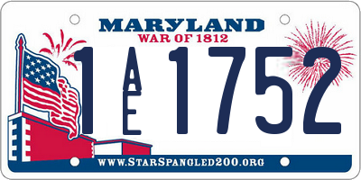 MD license plate 1AE1752