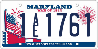 MD license plate 1AE1761