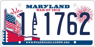 MD license plate 1AE1762