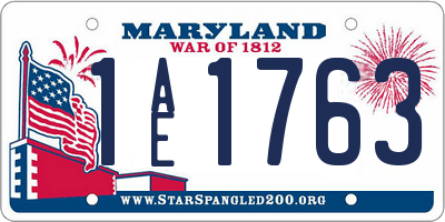 MD license plate 1AE1763