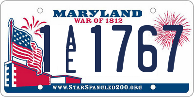 MD license plate 1AE1767