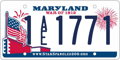 MD license plate 1AE1771
