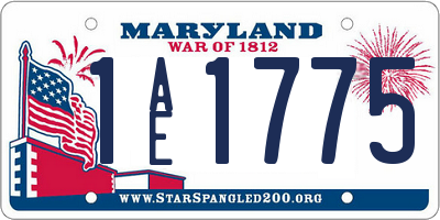 MD license plate 1AE1775