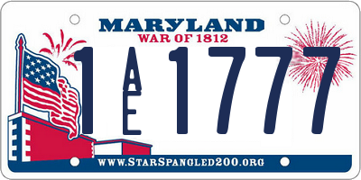 MD license plate 1AE1777