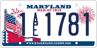 MD license plate 1AE1781