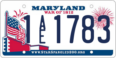 MD license plate 1AE1783