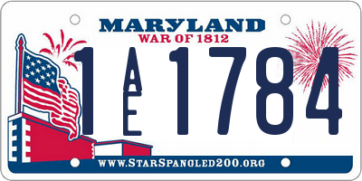 MD license plate 1AE1784