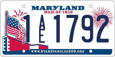 MD license plate 1AE1792