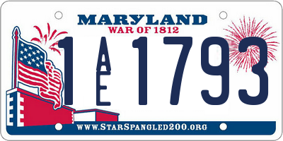 MD license plate 1AE1793