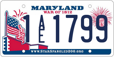 MD license plate 1AE1799