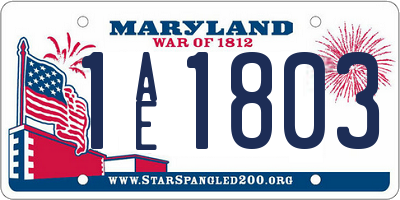 MD license plate 1AE1803