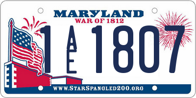 MD license plate 1AE1807