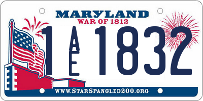 MD license plate 1AE1832