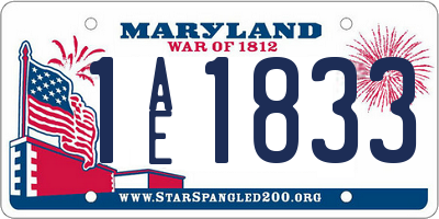 MD license plate 1AE1833