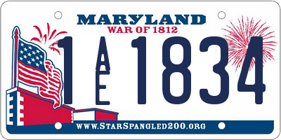 MD license plate 1AE1834