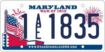 MD license plate 1AE1835