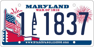 MD license plate 1AE1837