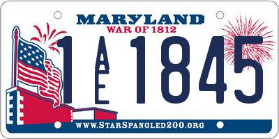 MD license plate 1AE1845