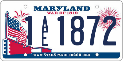 MD license plate 1AE1872