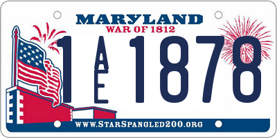 MD license plate 1AE1878