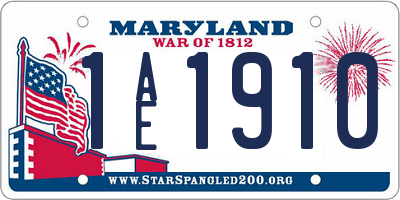 MD license plate 1AE1910