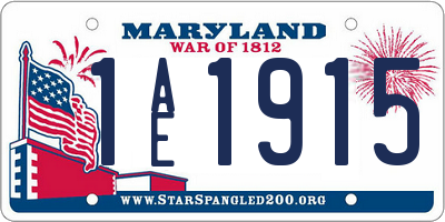 MD license plate 1AE1915