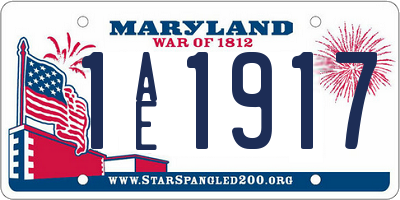 MD license plate 1AE1917