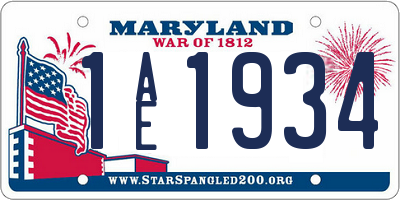 MD license plate 1AE1934