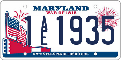 MD license plate 1AE1935