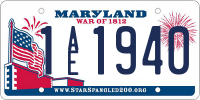 MD license plate 1AE1940