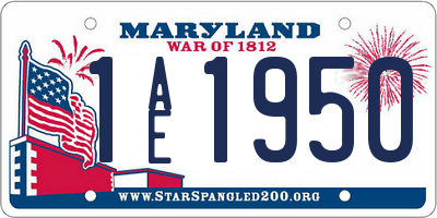 MD license plate 1AE1950